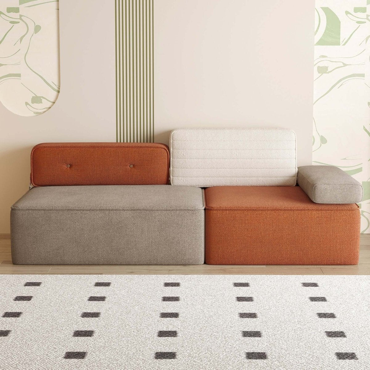 Sofa C23 - HK - M001 Modern Three - Tone Fabric Sofa 68" - FamiDear