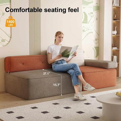 Sofa C23 - HK - M001 Modern Three - Tone Fabric Sofa 68" - FamiDear