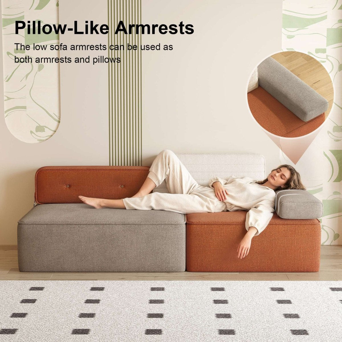 Sofa C23 - HK - M001 Modern Three - Tone Fabric Sofa 68" - FamiDear