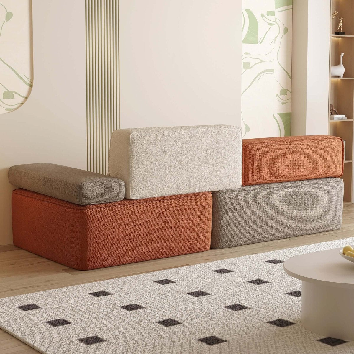 Sofa C23 - HK - M001 Modern Three - Tone Fabric Sofa 68" - FamiDear