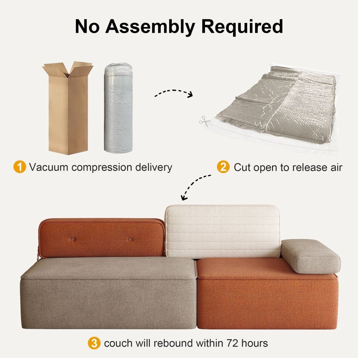 Sofa C23 - HK - M001 Modern Three - Tone Fabric Sofa 68" - FamiDear