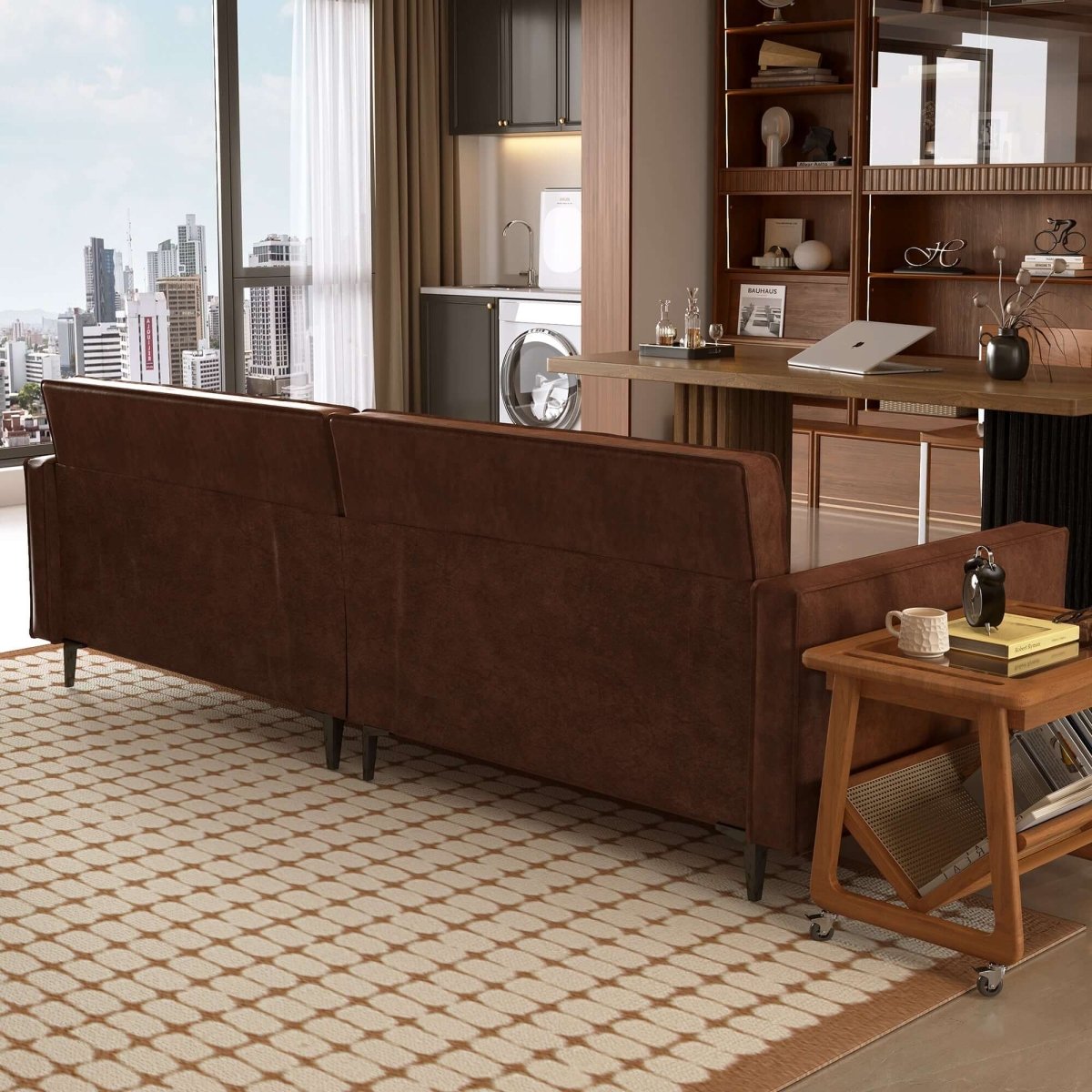 Sofa C24 - FK - M001 Mid - Century Modern Solid Larch Frame 86.61" - FamiDear