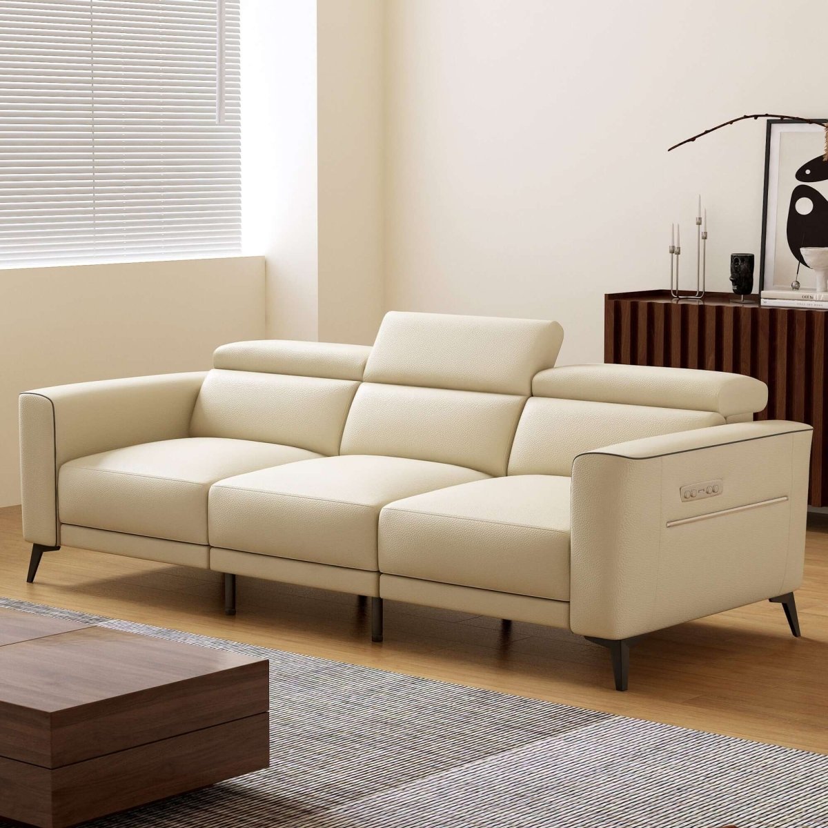 Sofa C28 - FK - N001 Power Recliner Solid Larch Frame 112.5" - FamiDear