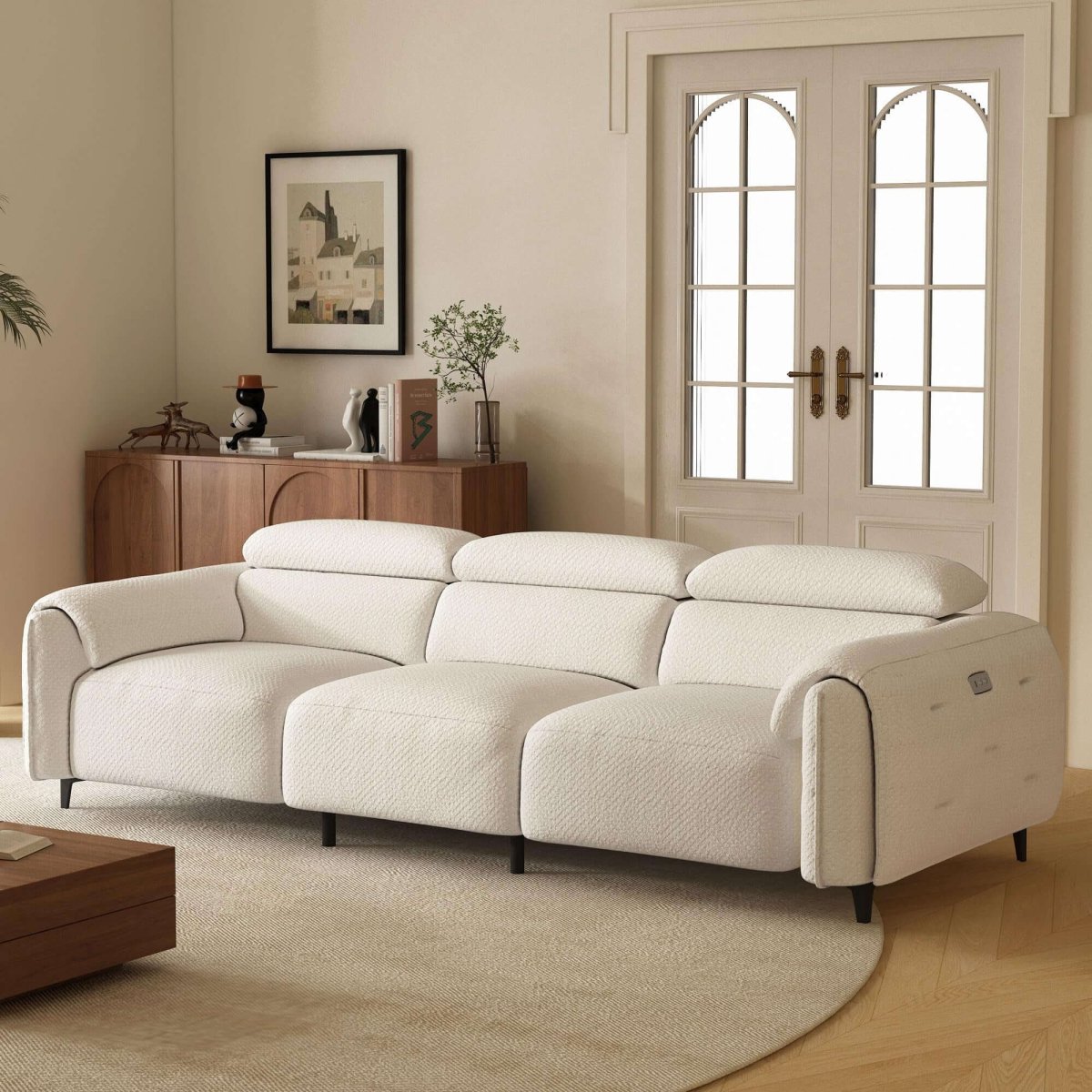 Sofa C29 - FK - N001 Modern Power Recliner Solid Larch Frame 104.3" - FamiDear