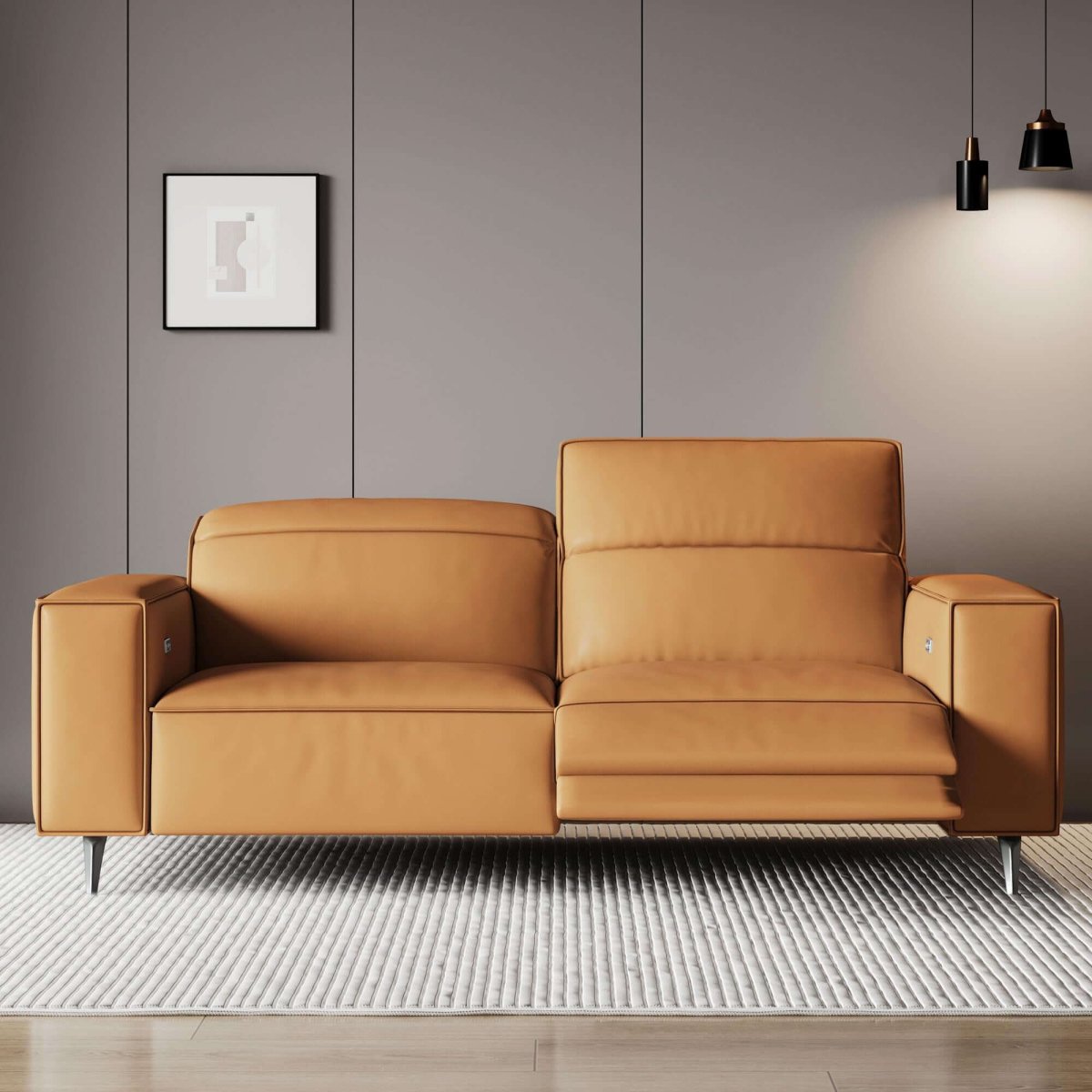 Sofa C31 - FK - N001 Modern Power Recliner Solid Larch Frame 76.77" - FamiDear