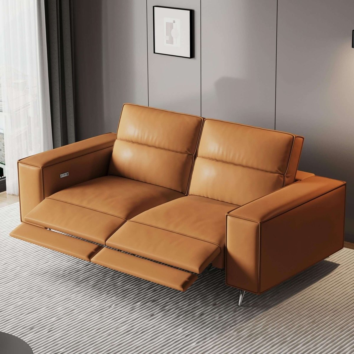 Sofa C31 - FK - N001 Modern Power Recliner Solid Larch Frame 76.77" - FamiDear