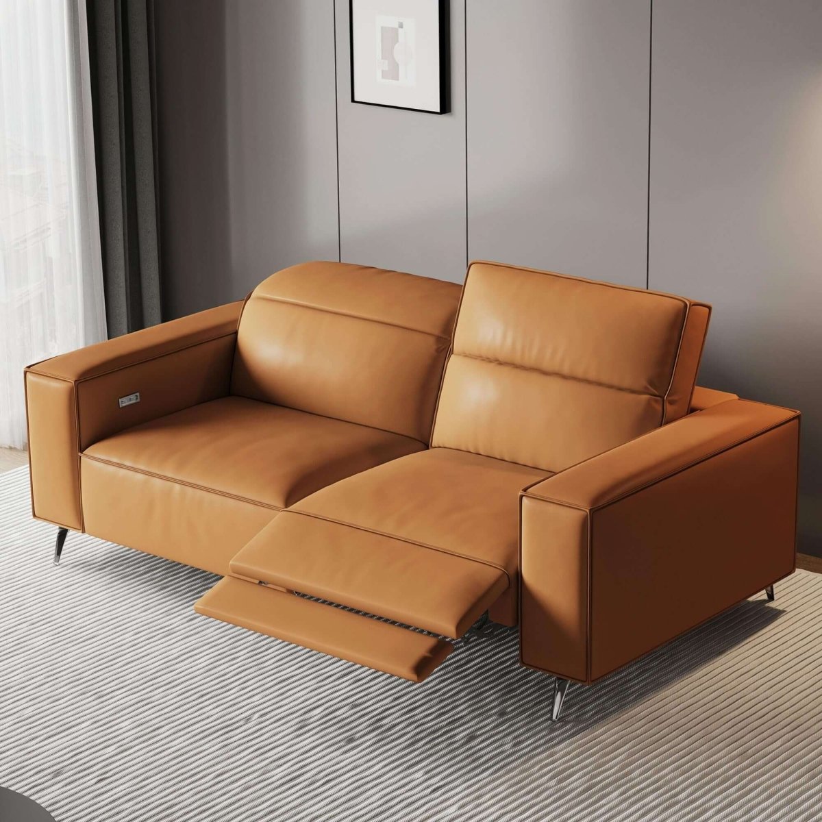 Sofa C31 - FK - N001 Modern Power Recliner Solid Larch Frame 76.77" - FamiDear