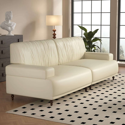 Sofa C32 - FK - M001 Mid - Century Modern Pull - Up Leather Solid Larch Frame 75.39" - FamiDear