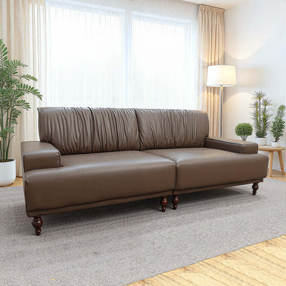 Sofa C32 - FK - M001 Mid - Century Modern Pull - Up Leather Solid Larch Frame 75.39" - FamiDear