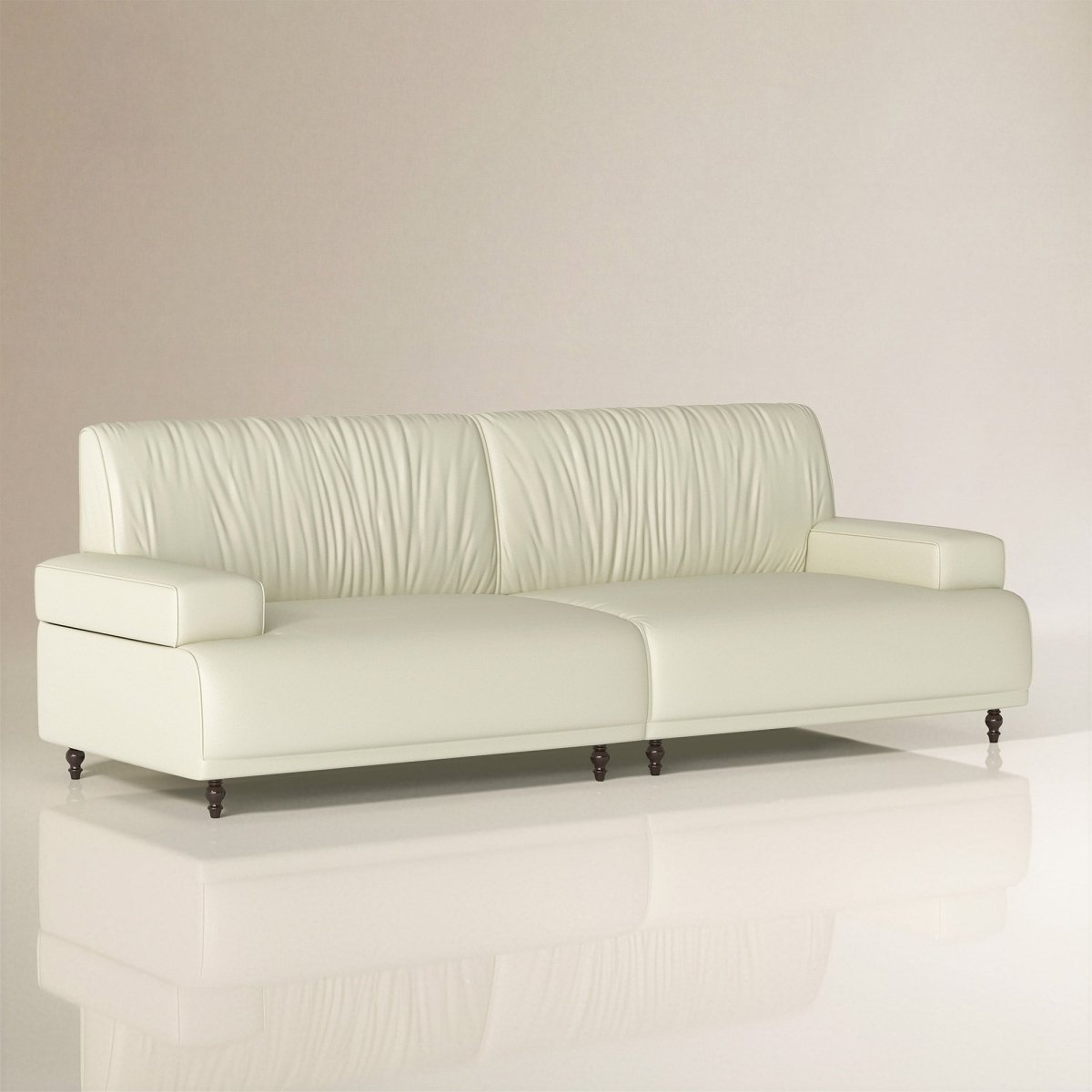 Sofa C32 - FK - M001 Mid - Century Modern Pull - Up Leather Solid Larch Frame 75.39" - FamiDear
