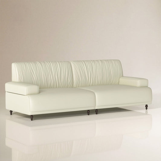 Sofa C32 - FK - M001 Mid - Century Modern Pull - Up Leather Solid Larch Frame 75.39" - FamiDear