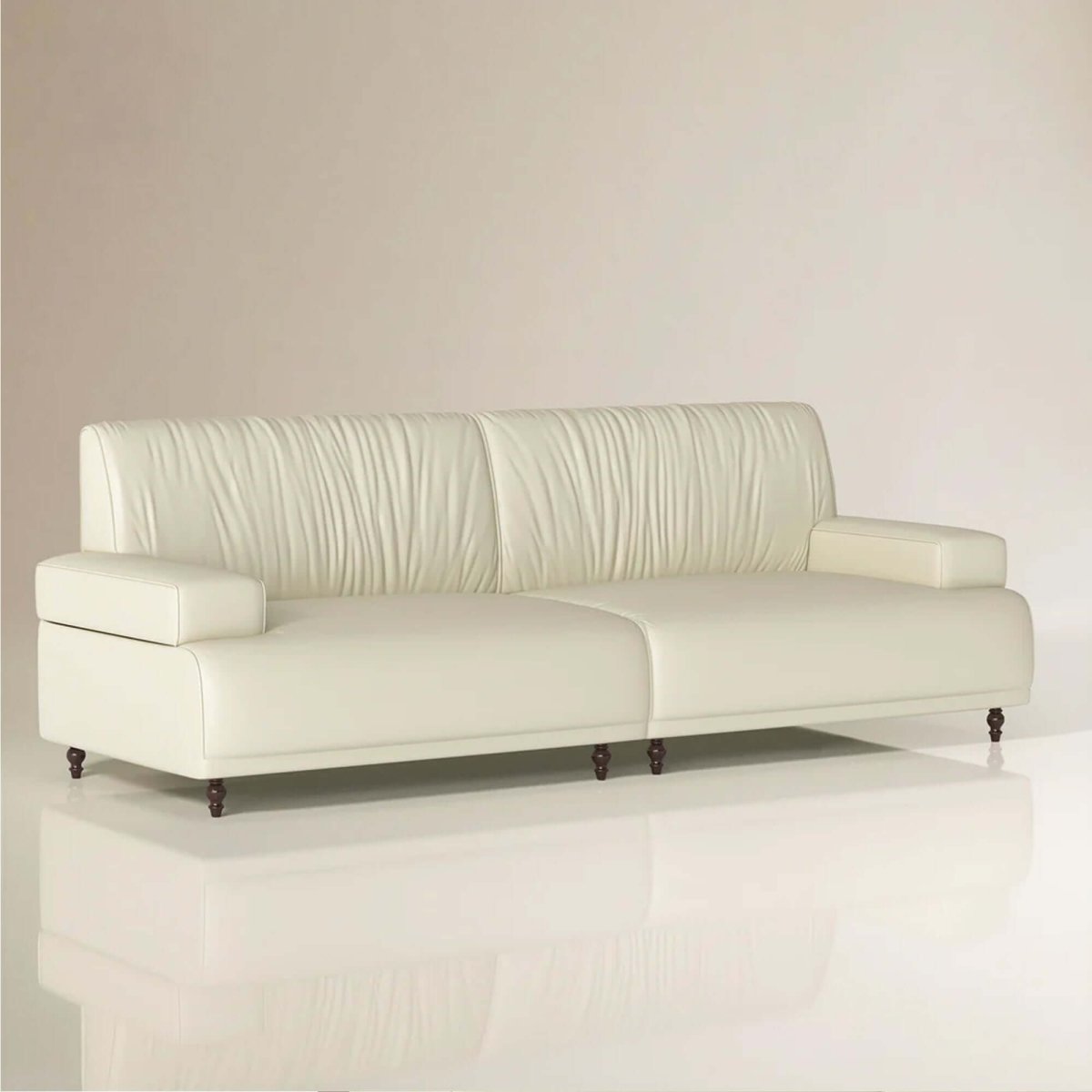 Sofa C32 - FK - M001 Mid - Century Modern Pull - Up Leather Solid Larch Frame 75.39" - FamiDear