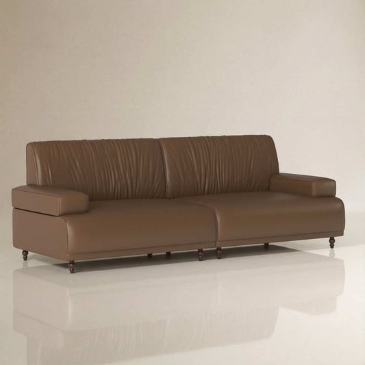 Sofa C32 - FK - M001 Mid - Century Modern Pull - Up Leather Solid Larch Frame 75.39" - FamiDear