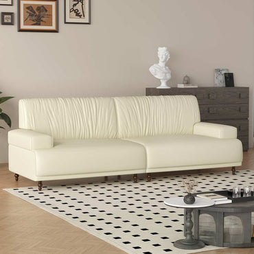Sofa C32 - FK - M001 Mid - Century Modern Pull - Up Leather Solid Larch Frame 75.39" - FamiDear