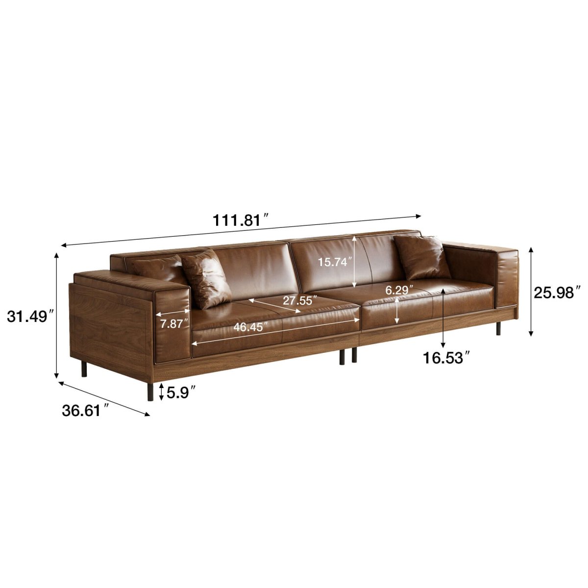 Sofa C33 - HK - M001 Mid - Century Modern Solid Wood Frame 111.81" - FamiDear