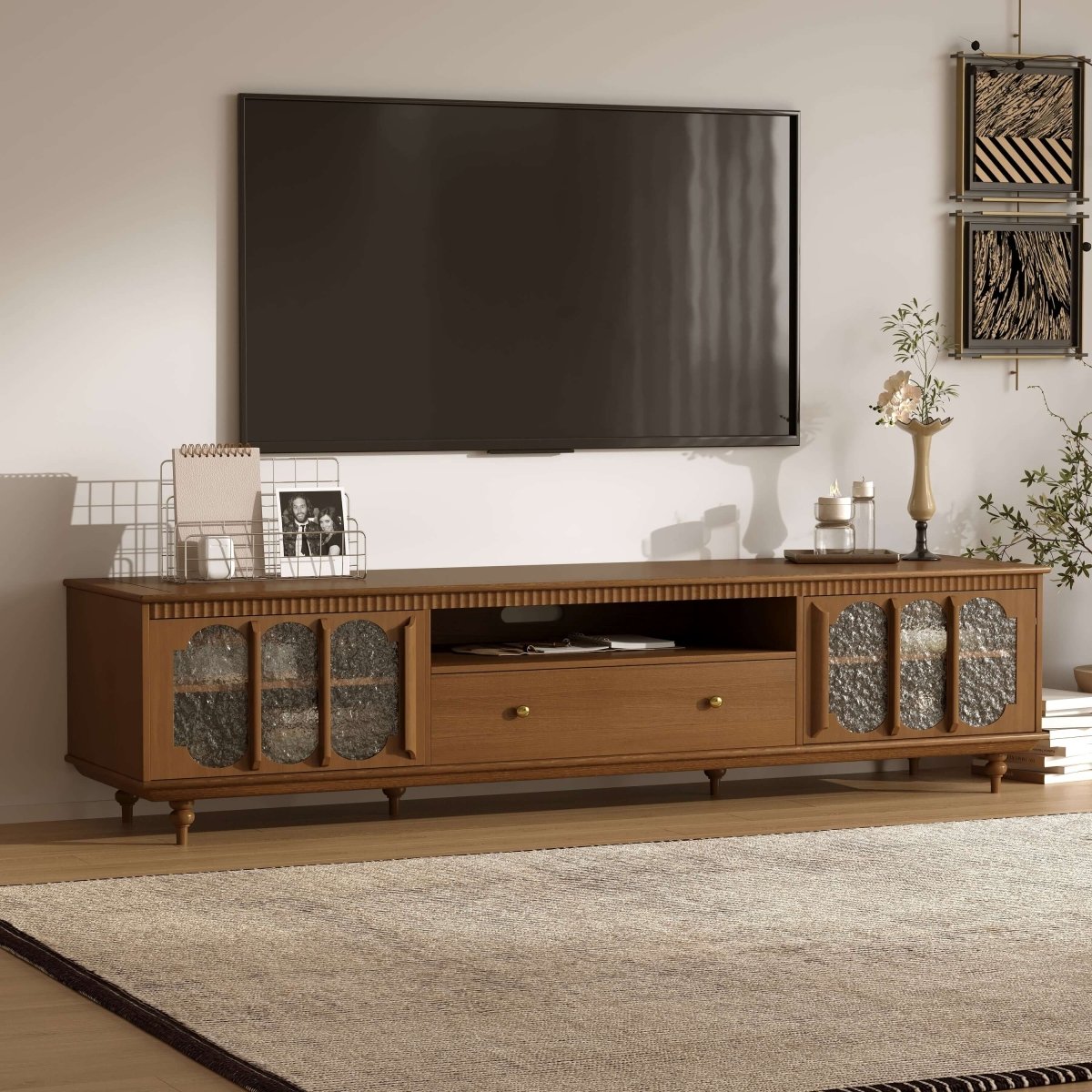 TV Stand T01 - FK - M001 Mid - Century Modern Cable Management Spacious Storage 78.74" - FamiDear