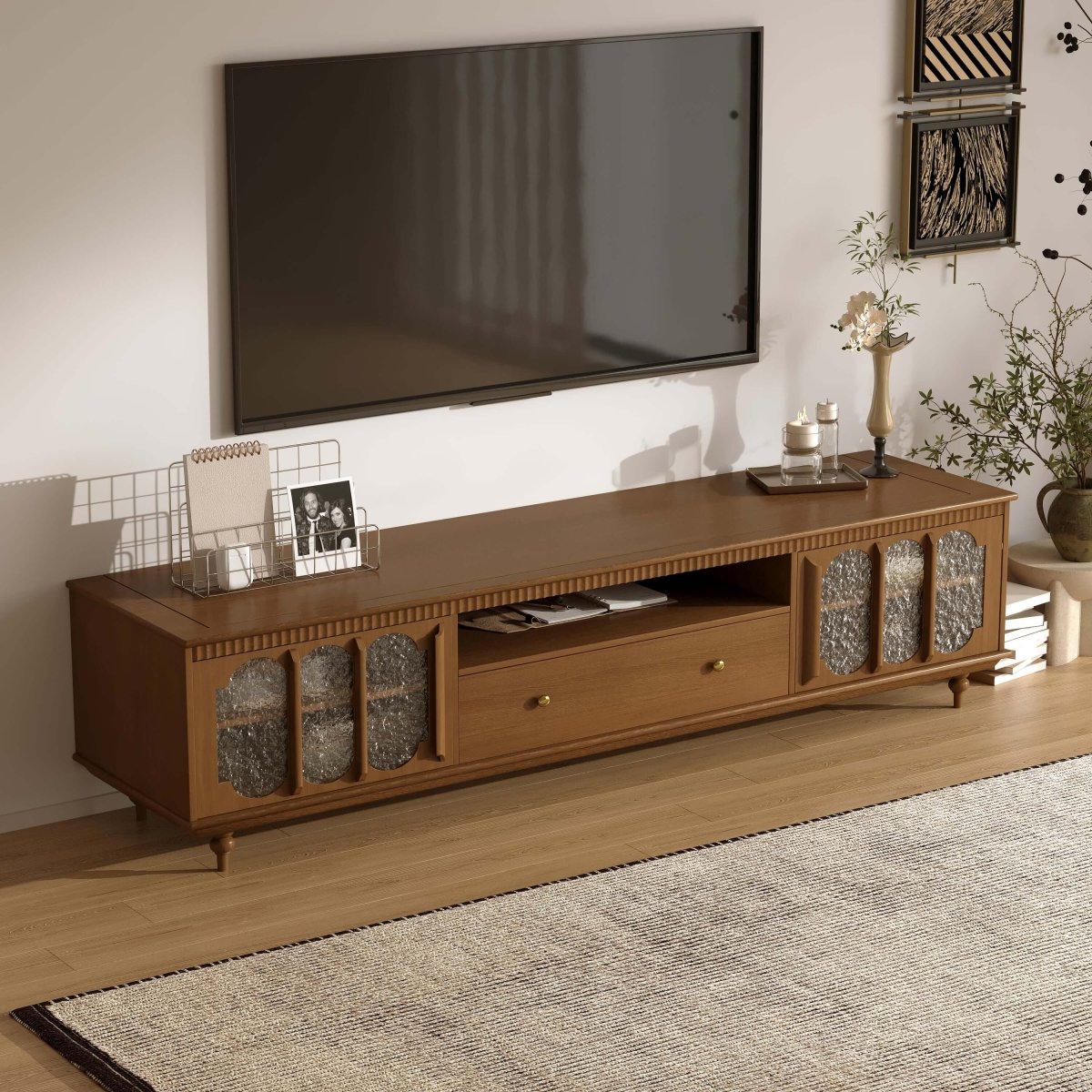TV Stand T01 - FK - M001 Mid - Century Modern Cable Management Spacious Storage 78.74" - FamiDear