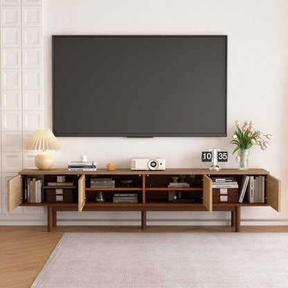 TV Stand T02 - GK - M001 Mid - Century Modern Cable Management 4 - Door 86.6" - FamiDear