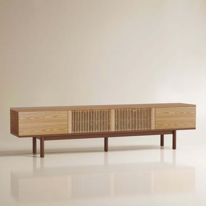 TV Stand T02 - GK - M001 Mid - Century Modern Cable Management 4 - Door 86.6" - FamiDear