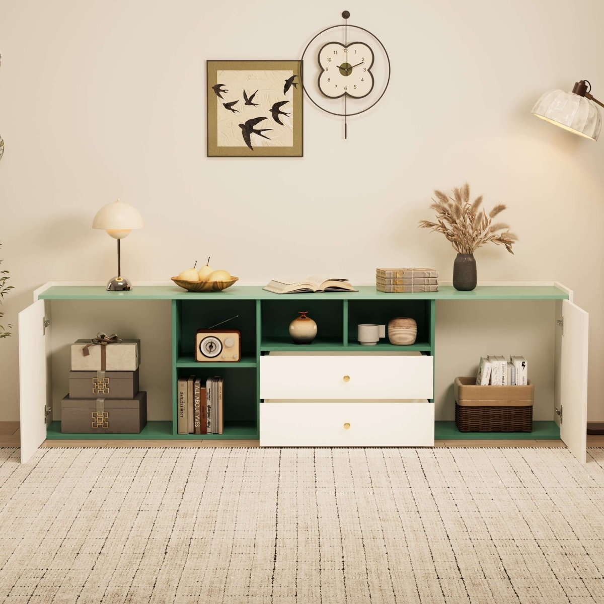 TV Stand T03 - FK - M001 Modern Cable Management Flexible Storage 78.74" - FamiDear