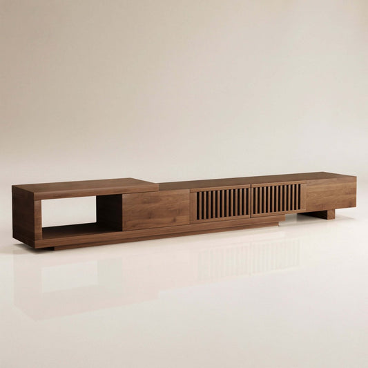TV Stand T06 - FK - N001 Mid - Century Modern Cable Management Scalable Design 78.54" - 103" - FamiDear
