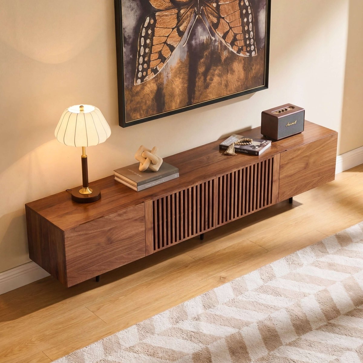 TV Stand T07 - FK - M001 Mid - Century Modern Cable Management 94.48" - FamiDear