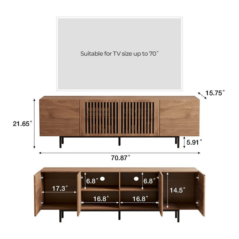 TV Stand T07 - FK - M001 Mid - Century Modern Cable Management 94.48" - FamiDear
