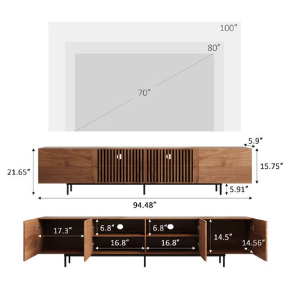 TV Stand T07 - FK - M001 Mid - Century Modern Cable Management 94.48" - FamiDear