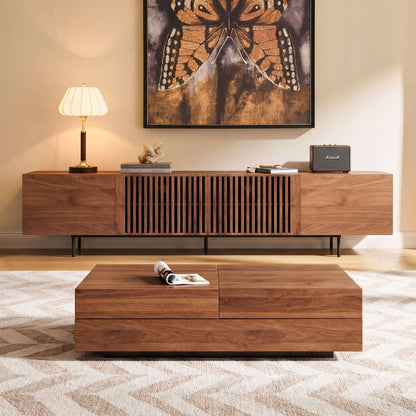 TV Stand T07 - FK - M001 Mid - Century Modern Cable Management 94.48" - FamiDear