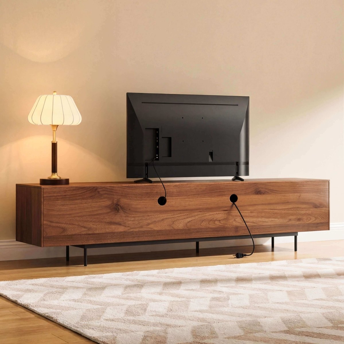 TV Stand T07 - FK - M001 Mid - Century Modern Cable Management 94.48" - FamiDear