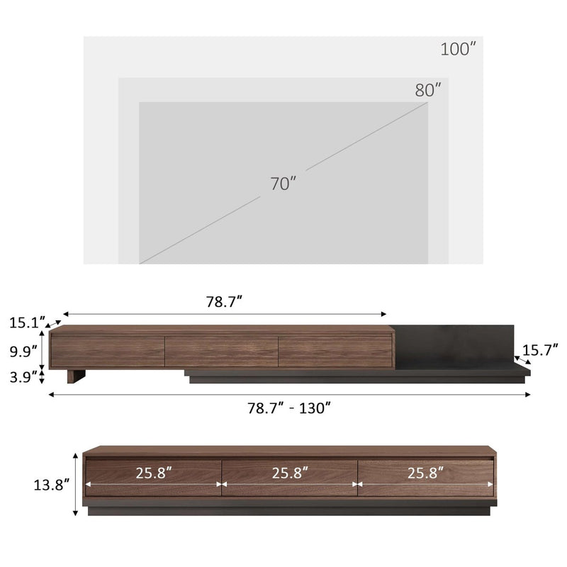 TV Stand T08 - FK - M001 Mid - Century Modern Cable Management Scalable Design 78.8" - 130" - FamiDear