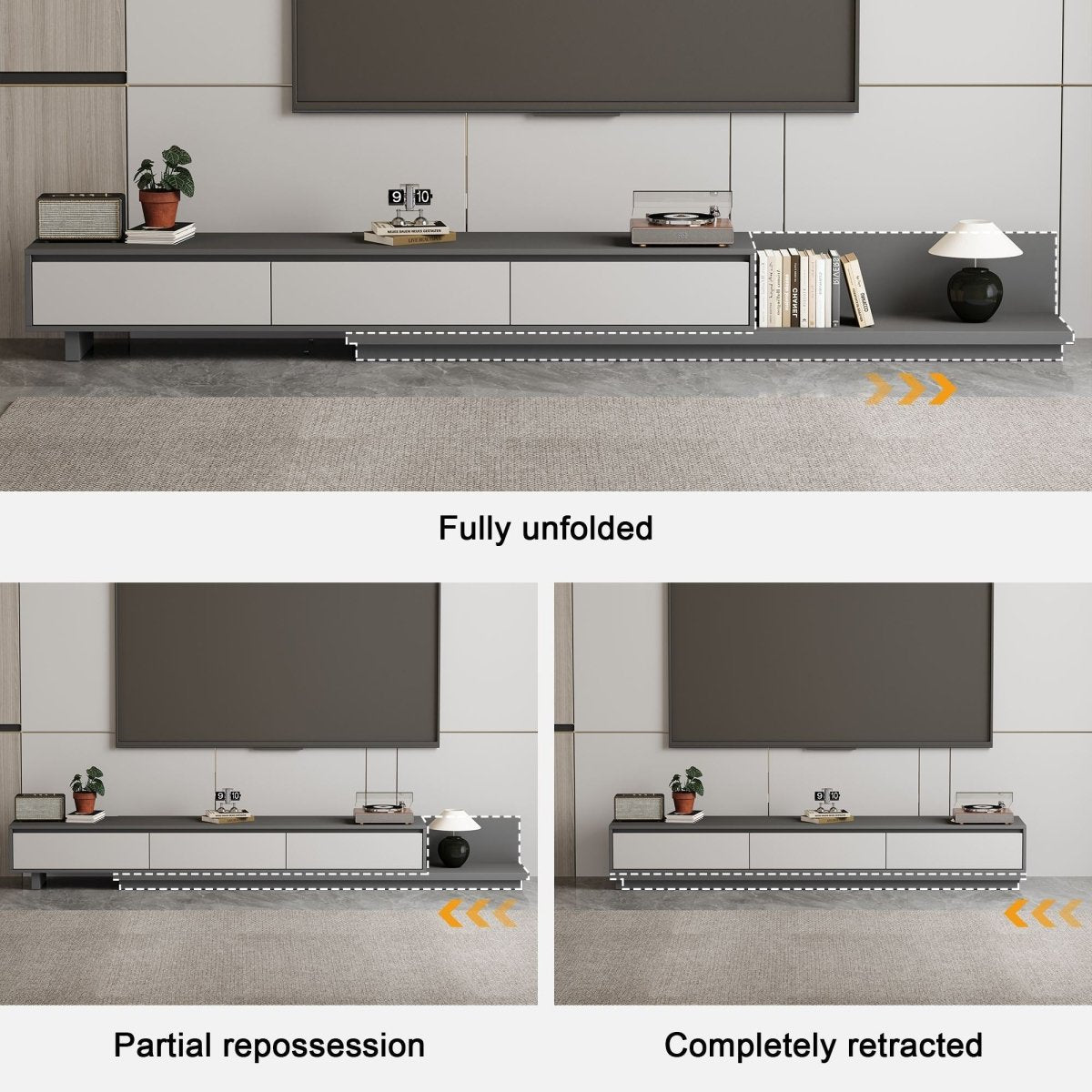 TV Stand T08 - FK - M001 Mid - Century Modern Cable Management Scalable Design 78.8" - 130" - FamiDear