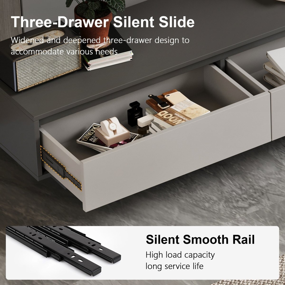 TV Stand T08 - FK - M001 Mid - Century Modern Cable Management Scalable Design 78.8" - 130" - FamiDear