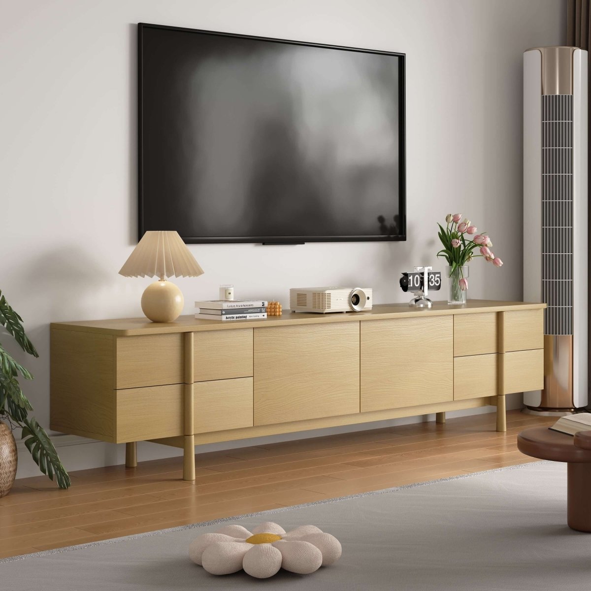 TV Stand T09 - FK - M001 Modern Cable Management Flexible Storage 86.81" - FamiDear