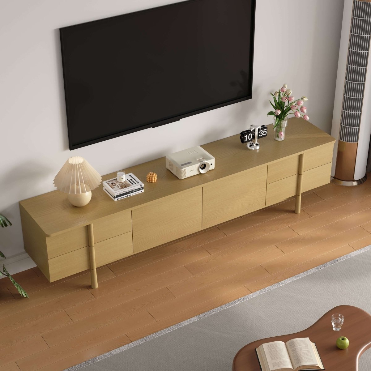 TV Stand T09 - FK - M001 Modern Cable Management Flexible Storage 86.81" - FamiDear