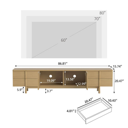 TV Stand T09 - FK - M001 Modern Cable Management Flexible Storage 86.81" - FamiDear