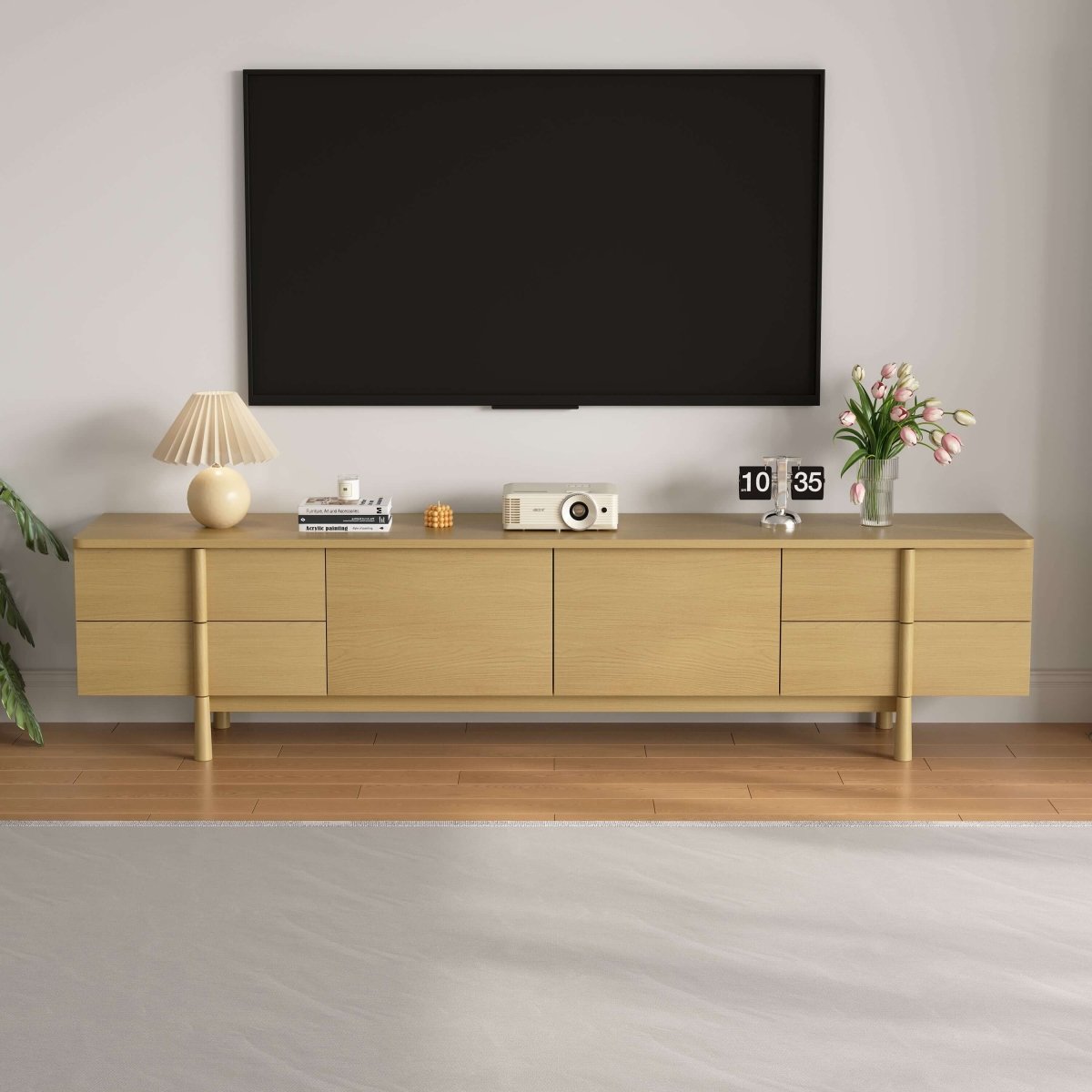 TV Stand T09 - FK - M001 Modern Cable Management Flexible Storage 86.81" - FamiDear