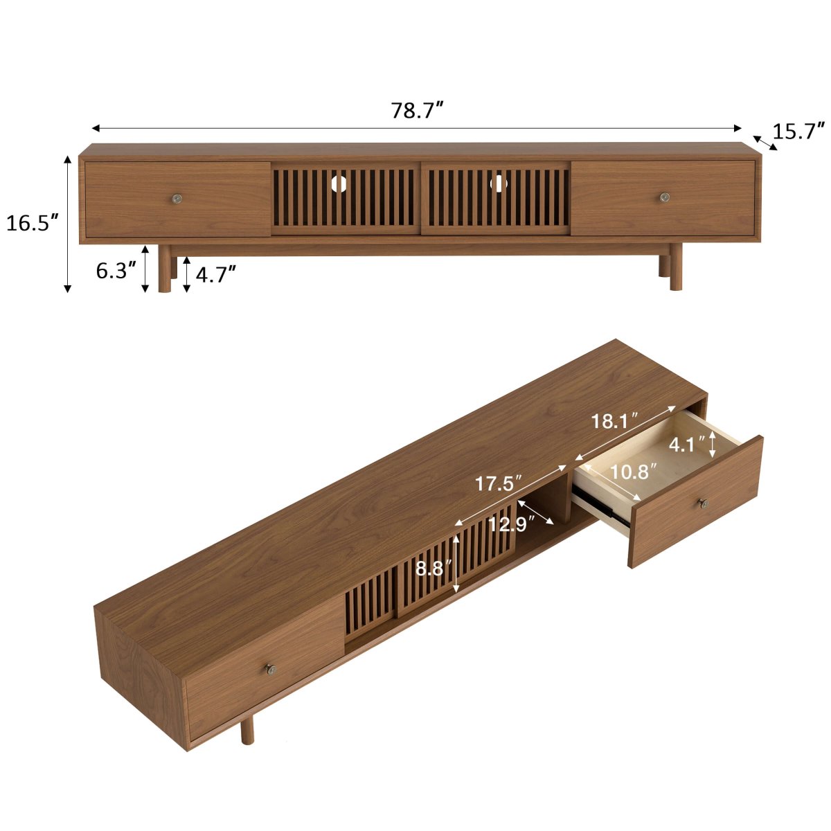 TV Stand T10 - FK - M001 Mid - Century Modern Spacious Storage 78.7" - FamiDear