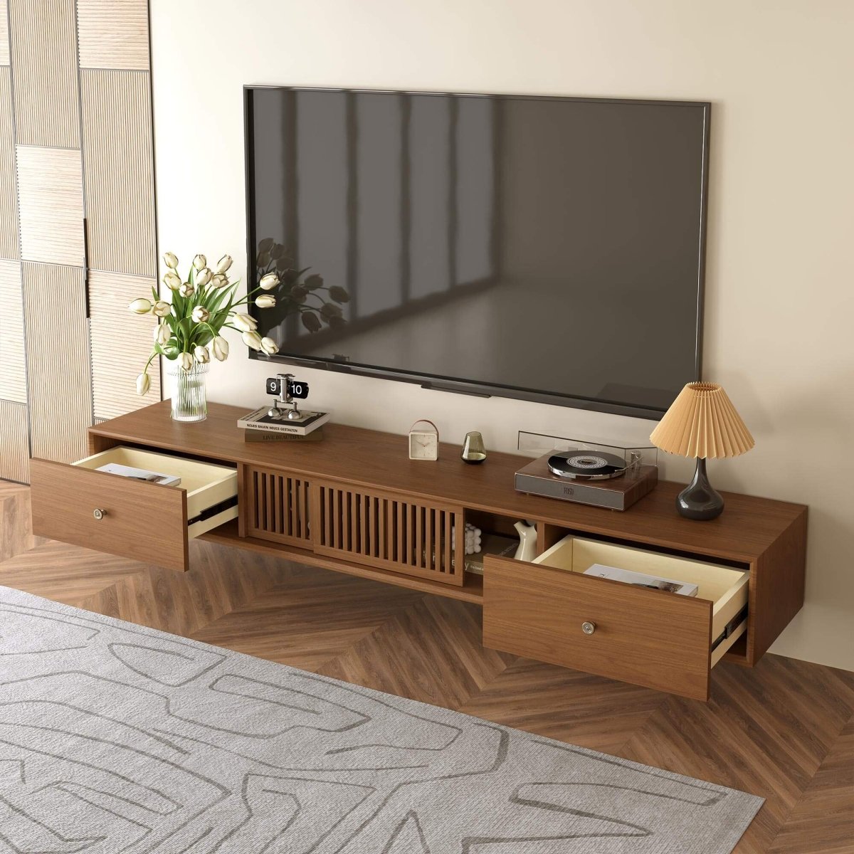 TV Stand T11 - FK - M001 Mid - Century Modern Floating TV Cabinet 78.7" - FamiDear
