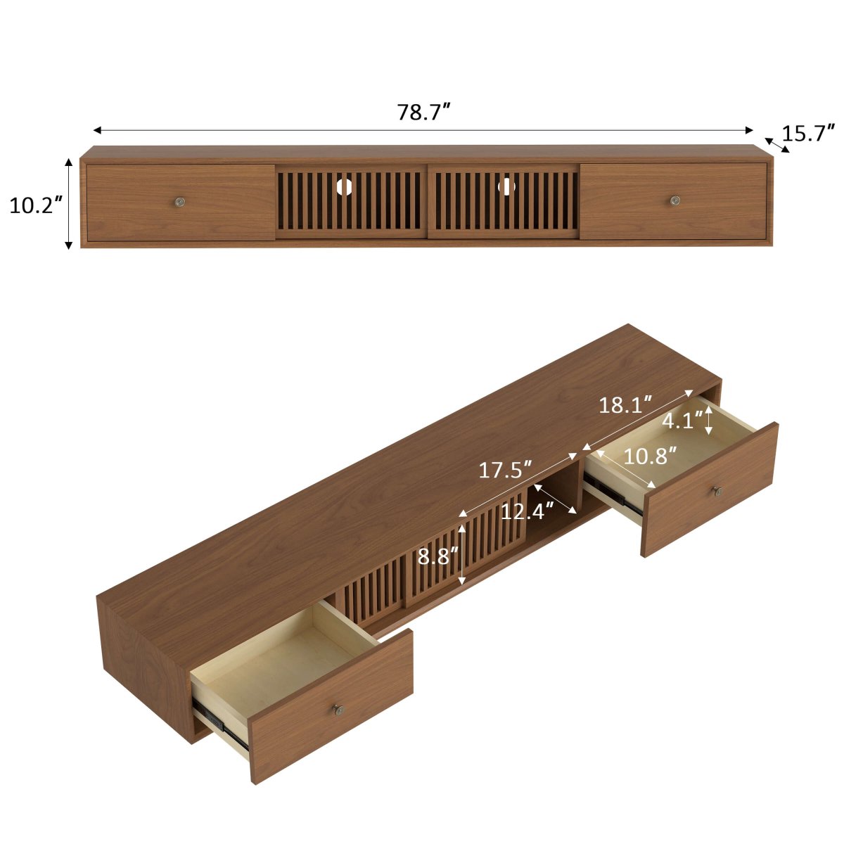 TV Stand T11 - FK - M001 Mid - Century Modern Floating TV Cabinet 78.7" - FamiDear