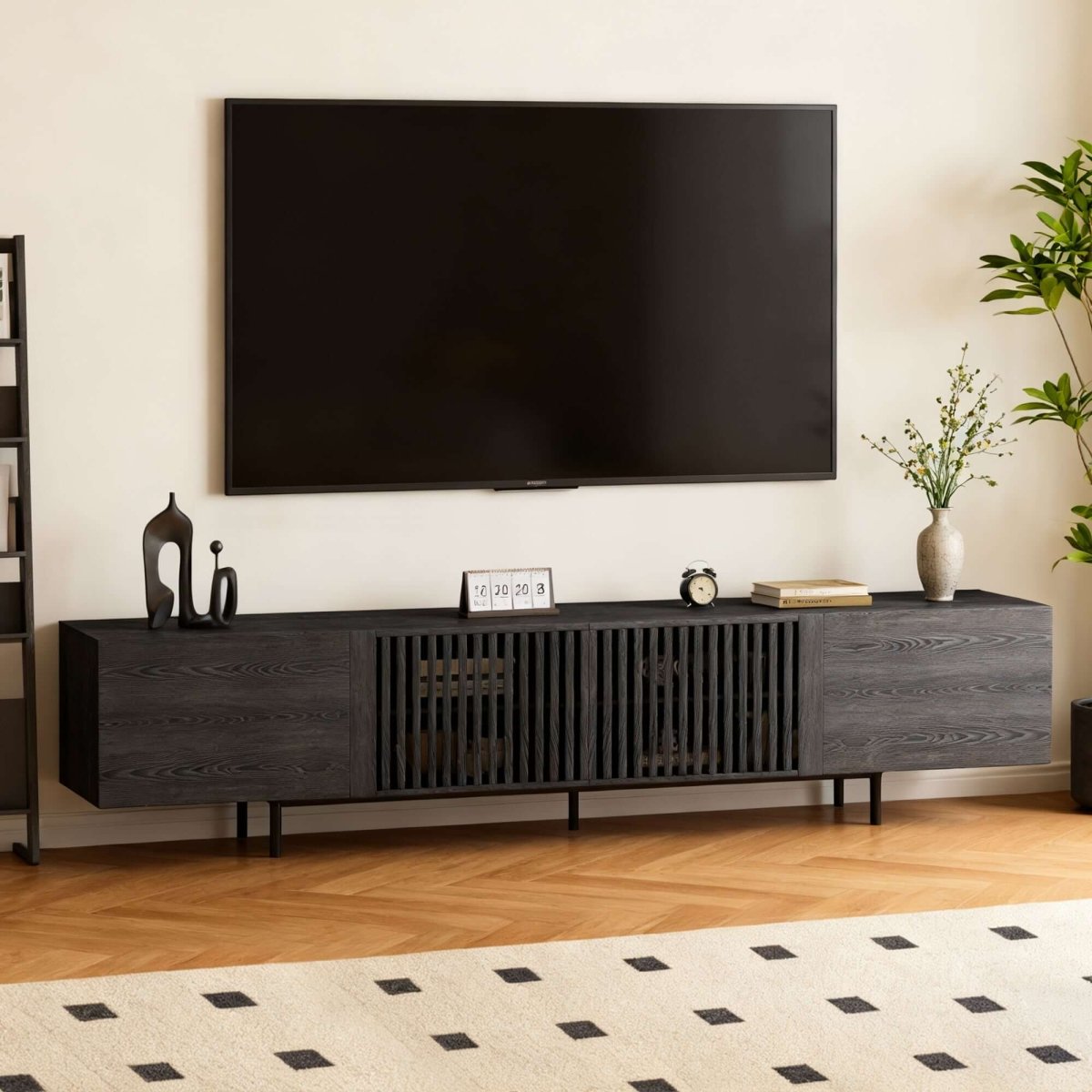 TV Stand T12 - FK - M001 Mid - Century Modern Cable Management 4 - Door 94.48" - FamiDear