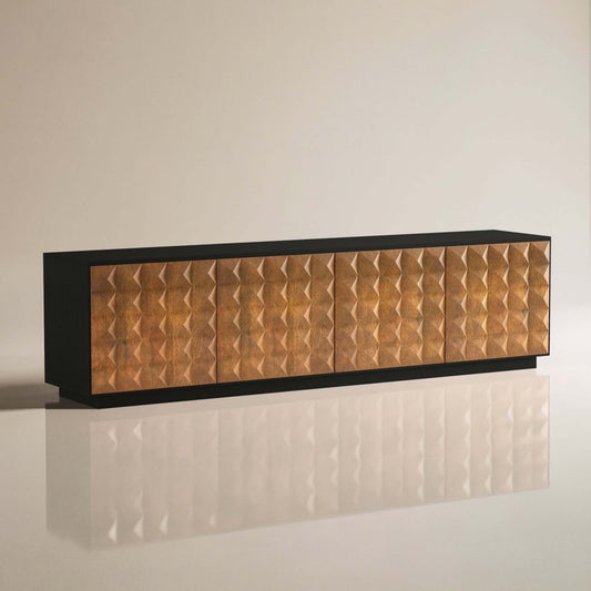 TV Stand T14 - FK - M001 Mid - Century Modern Cable Management 4 - Door 87.79" - FamiDear