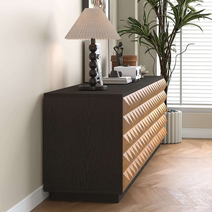 TV Stand T14 - FK - M001 Mid - Century Modern Cable Management 4 - Door 87.79" - FamiDear