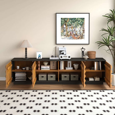 TV Stand T14 - FK - M001 Mid - Century Modern Cable Management 4 - Door 87.79" - FamiDear