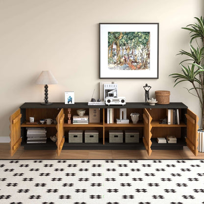 TV Stand T14 - FK - M001 Mid - Century Modern Cable Management 4 - Door 87.79" - FamiDear